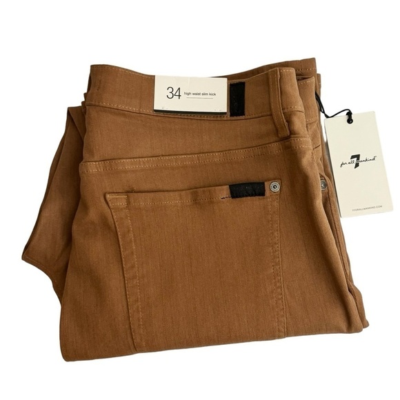 7 For All Mankind | High Waist Kick Slim Jeans Coated Camel - Picture 6 of 9
